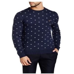 Farah Mens Printed Crew Neck Jumper Sweater